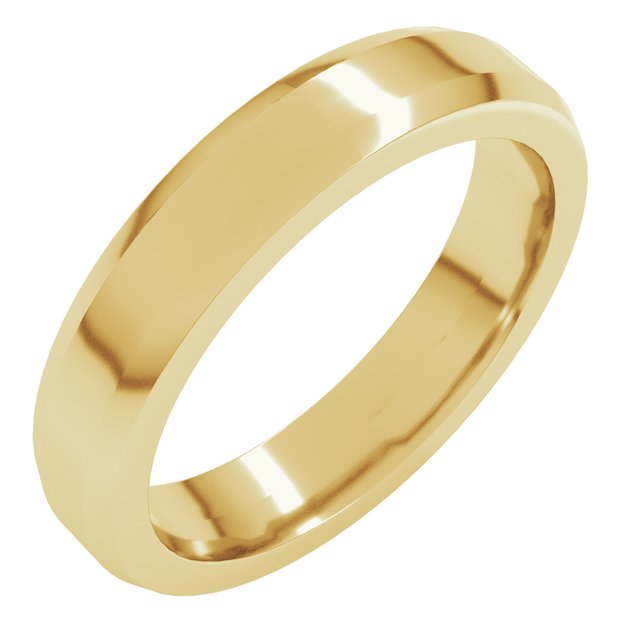 14K Yellow 4 mm Beveled Edge Band Size 10