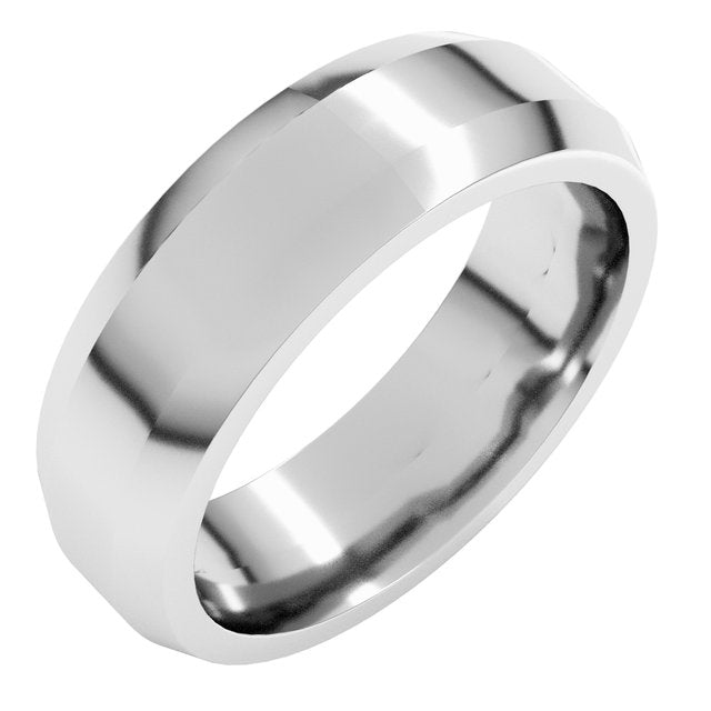 14k White 6 Mm Beveled-edge Flat Band Size 12