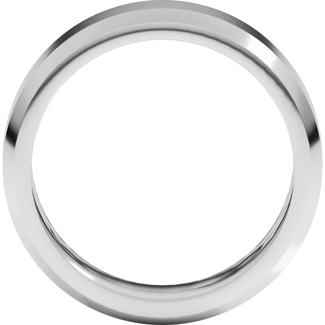 14K White 7 mm Beveled Edge Band Size 10.5