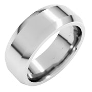 14K White 7 mm Beveled Edge Band Size 10.5