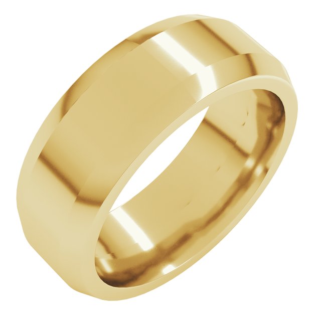 14k Yellow 7 Mm Beveled-edge Flat Band Size 11