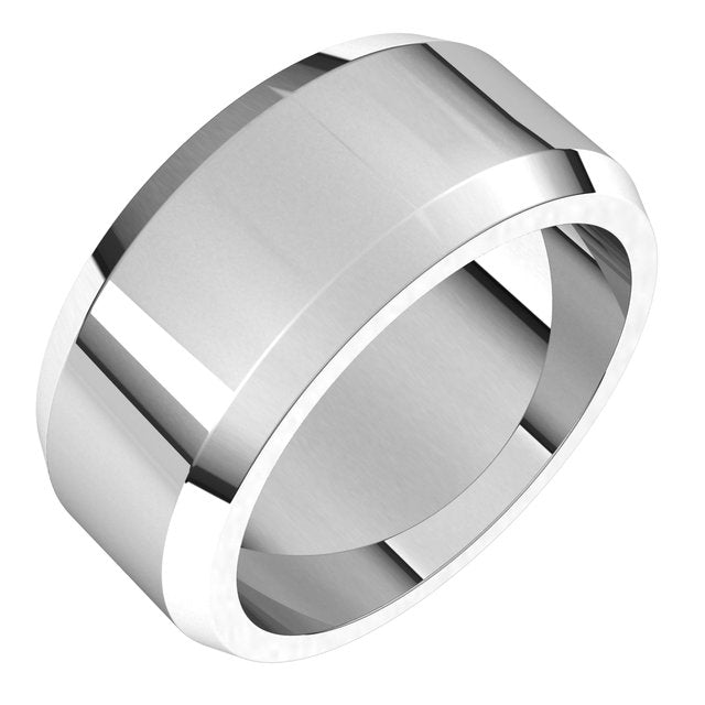 Sterling Silver 9 mm Beveled Edge Band Size 12