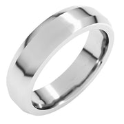 14K White 5 mm Beveled Edge Band Size 8