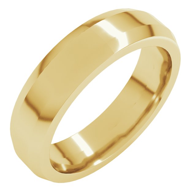 18K Yellow 5 mm Beveled Edge Band Size 10