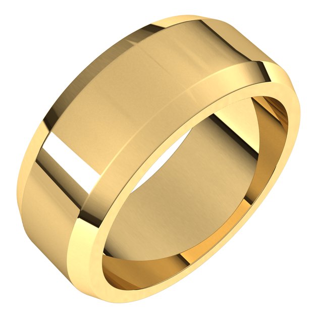 14K Yellow 8 mm Beveled Edge Band Size 10