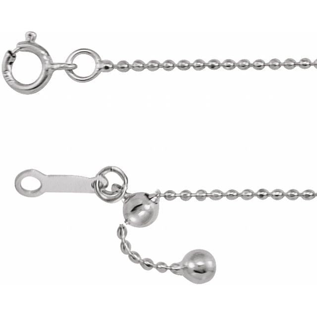 14K White 1 mm Adjustable Bead 16-22' Chain