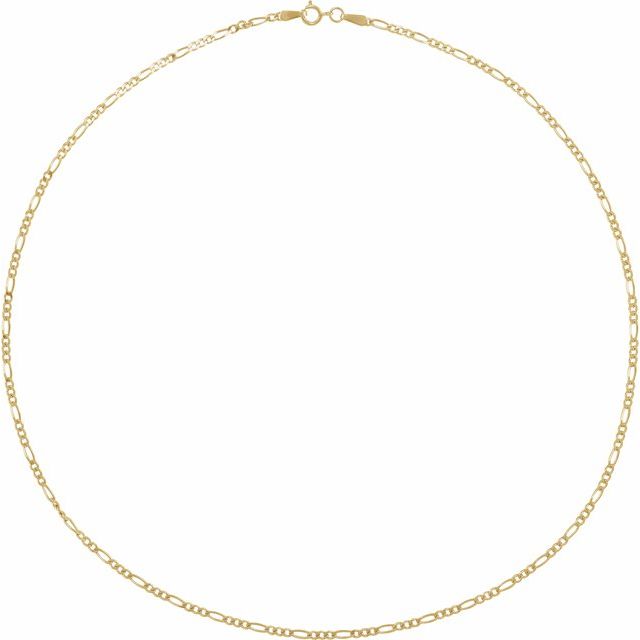 14K Yellow 1.9 mm Diamond-Cut Figaro 20' Chain