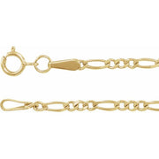 14K Yellow 1.9 mm Diamond-Cut Figaro 7' Chain