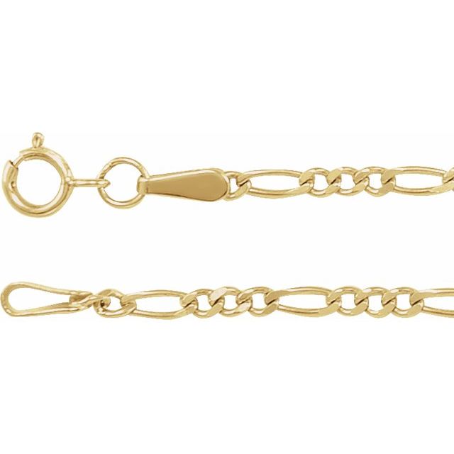 14K Yellow 1.9 mm Diamond-Cut Figaro 7' Chain