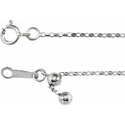 14K White 1.1 mm Adjustable Rolo 16-22' Chain