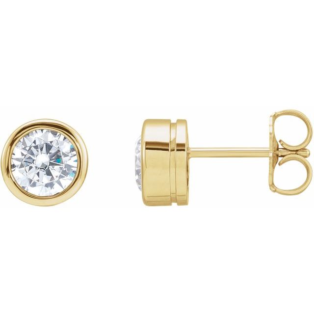 14K Yellow 5.2 mm Round Imitation White Cubic Zirconia Bezel-Set Earrings
