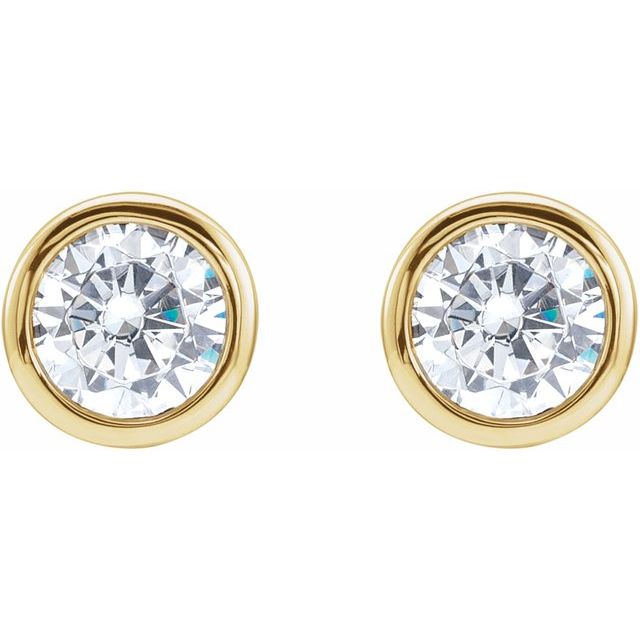 14K Yellow 5.2 mm Round Imitation White Cubic Zirconia Bezel-Set Earrings