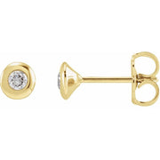 14K Yellow 1 CTW Natural Diamond Domed Bezel-Set Solitaire Earrings