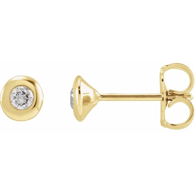 14K Yellow 1 CTW Natural Diamond Domed Bezel-Set Solitaire Earrings