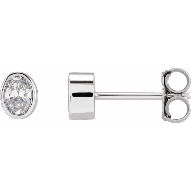 14K White 1/3 CTW Lab-Grown Diamond Bezel-Set Earrings