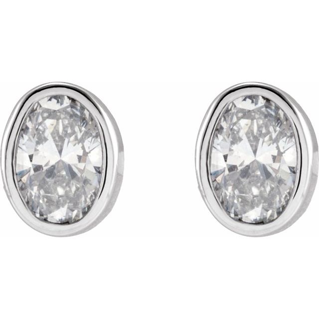 14K White 1/3 CTW Lab-Grown Diamond Bezel-Set Earrings