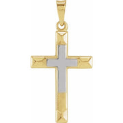 14K Yellow/White 20.5x14 mm Hollow Cross Pendant