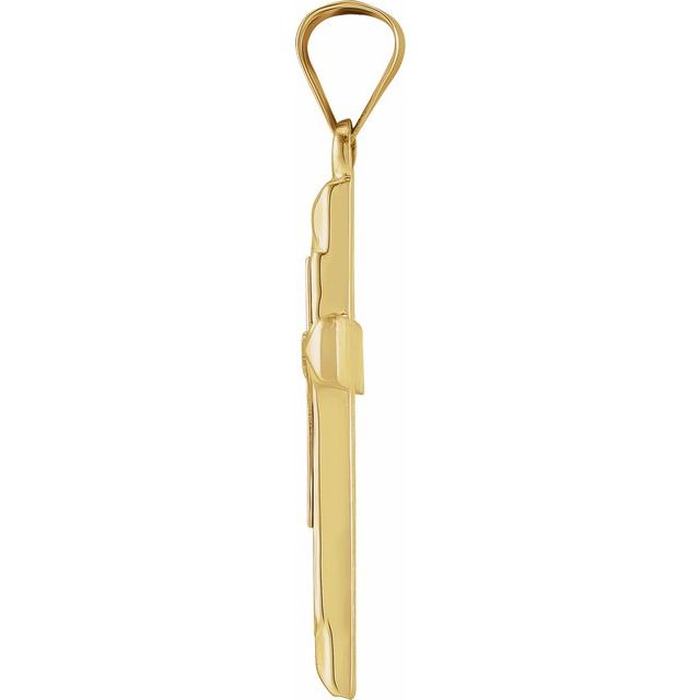 14K Yellow/White 20.5x14 mm Hollow Cross Pendant