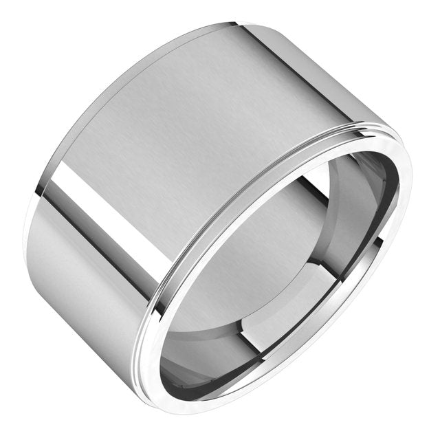 Sterling Silver 11 mm Flat Comfort Fit Edge Band Size 12
