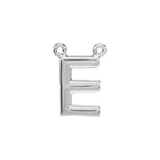 14K White Block Initial E Necklace Center