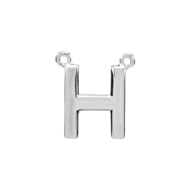 Sterling Silver Block Initial H Necklace Center