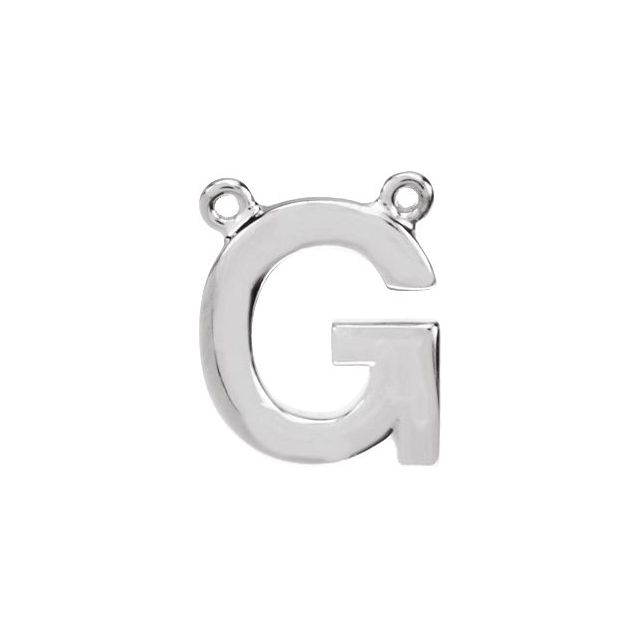 14K White Block Initial G Necklace Center