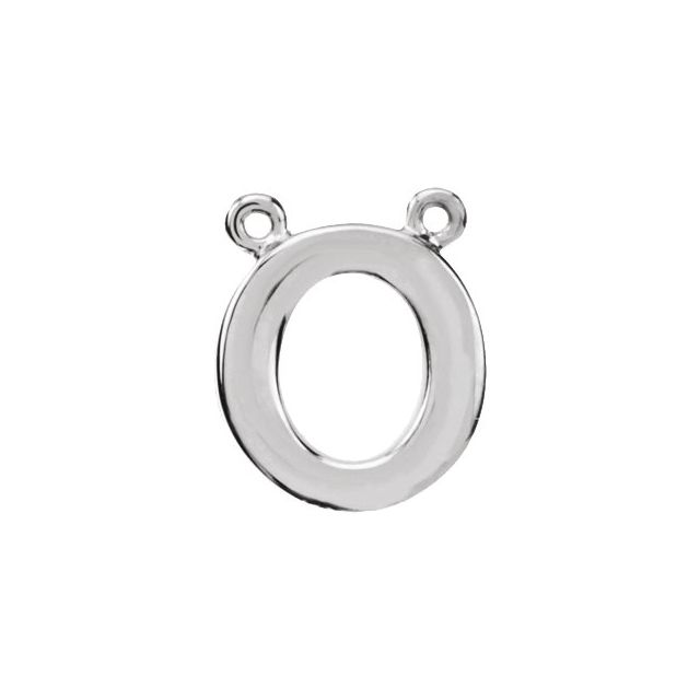 14K White Block Initial O Necklace Center