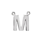 14K White Block Initial M Necklace Center