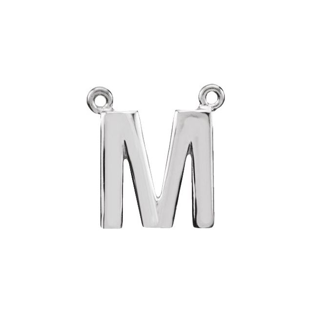 14K White Block Initial M Necklace Center