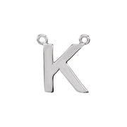 14K White Block Initial K Necklace Center