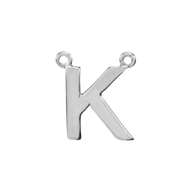 14K White Block Initial K Necklace Center