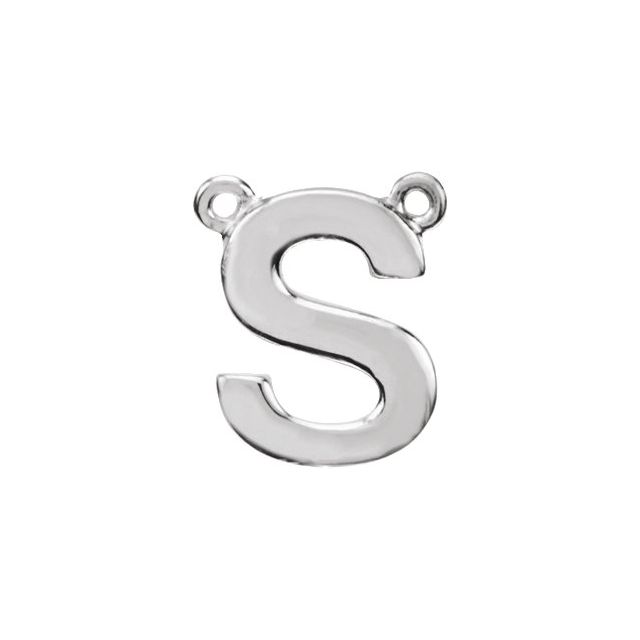 Sterling Silver Block Initial S Necklace Center