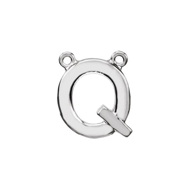 14K White Block Initial Q Necklace Center