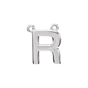 Sterling Silver Block Initial R Necklace Center