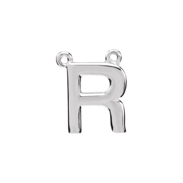 Sterling Silver Block Initial R Necklace Center