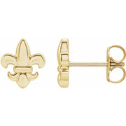 14K Yellow Fleur-de-Lis Earrings
