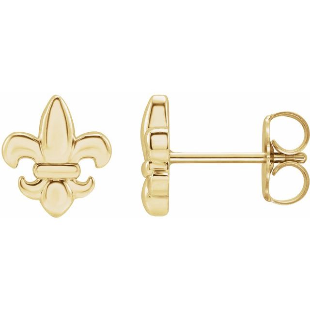 14K Yellow Fleur-de-Lis Earrings