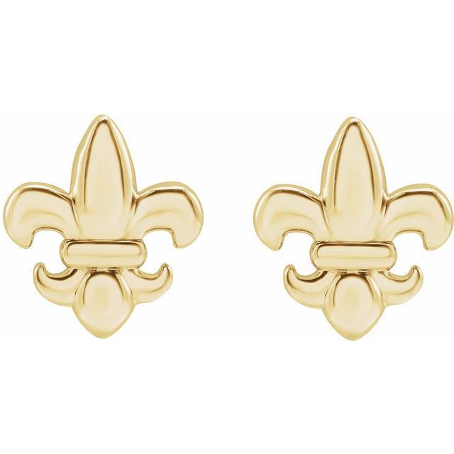 14K Yellow Fleur-de-Lis Earrings
