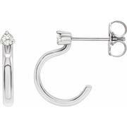 14K White .06 CTW Natural Diamond Hoop Earring