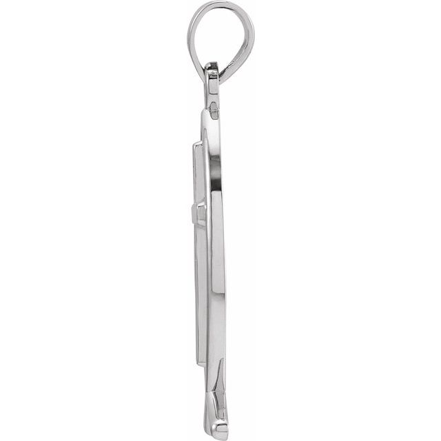 Sterling Silver 14x6 mm Fish with Cross Pendant