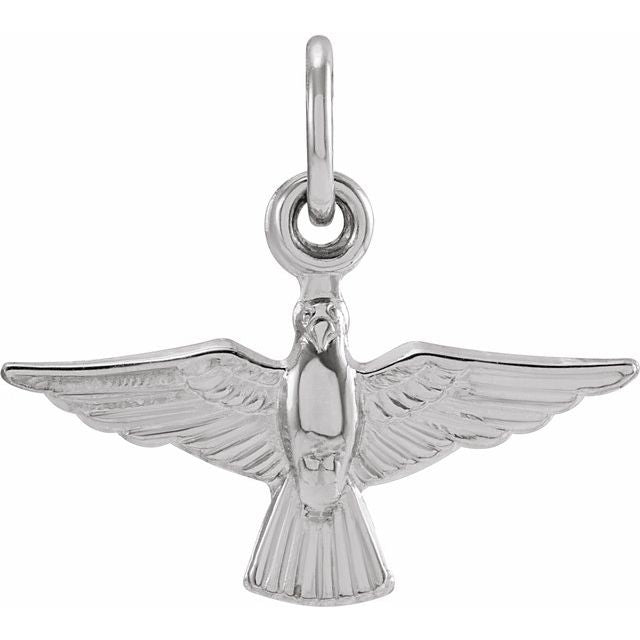 14K White 18x12 mm Dove Pendant