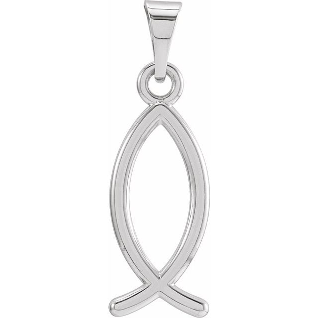 Sterling Silver 20x7 mm Ichthus (Fish) Pendant