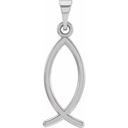 14K White 21x7.5 mm Ichthus (Fish) Pendant