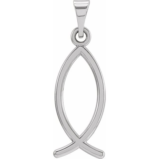 14K White 21x7.5 mm Ichthus (Fish) Pendant