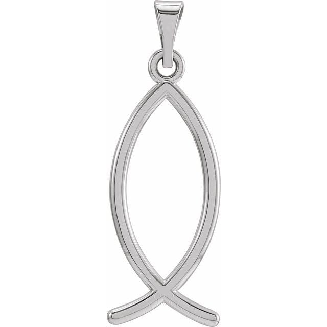 Sterling Silver 24x9 mm Ichthus (Fish) Pendant