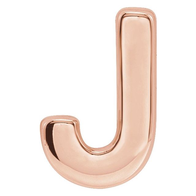 14K Rose Block Initial J Slide Pendant
