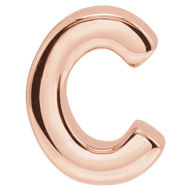 14K Rose Block Initial C Slide Pendant