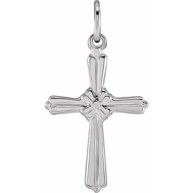 14K White Cross Pendant