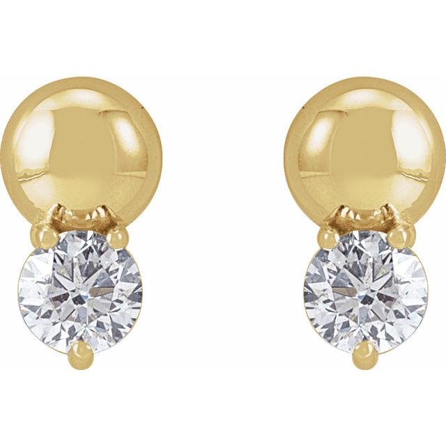 14K Yellow 1/3 CTW Lab-Grown Diamond Bead Earring