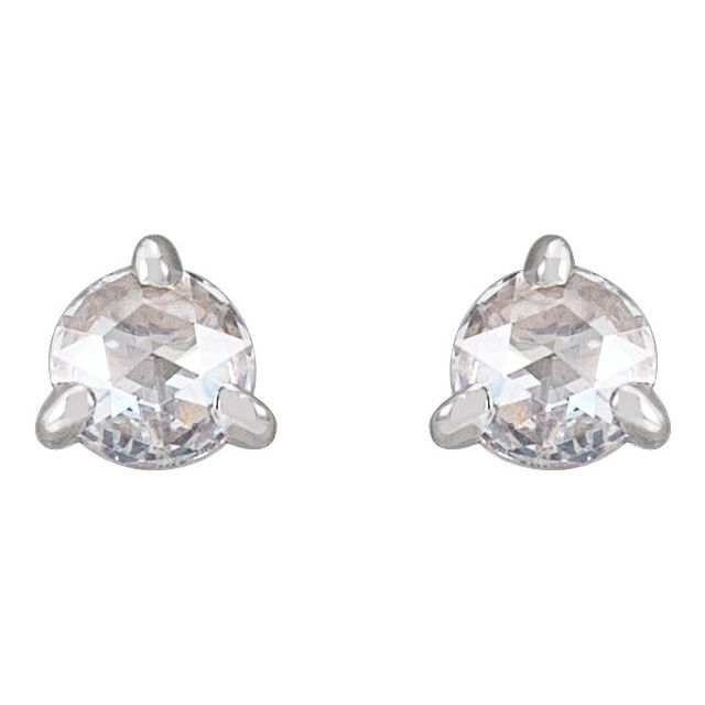 14K White 1/5 CTW Rose-Cut Natural Diamond Stud Earrings